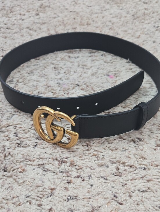 Gucci Gold Double G Logo Leather Belt Buckle main image 9